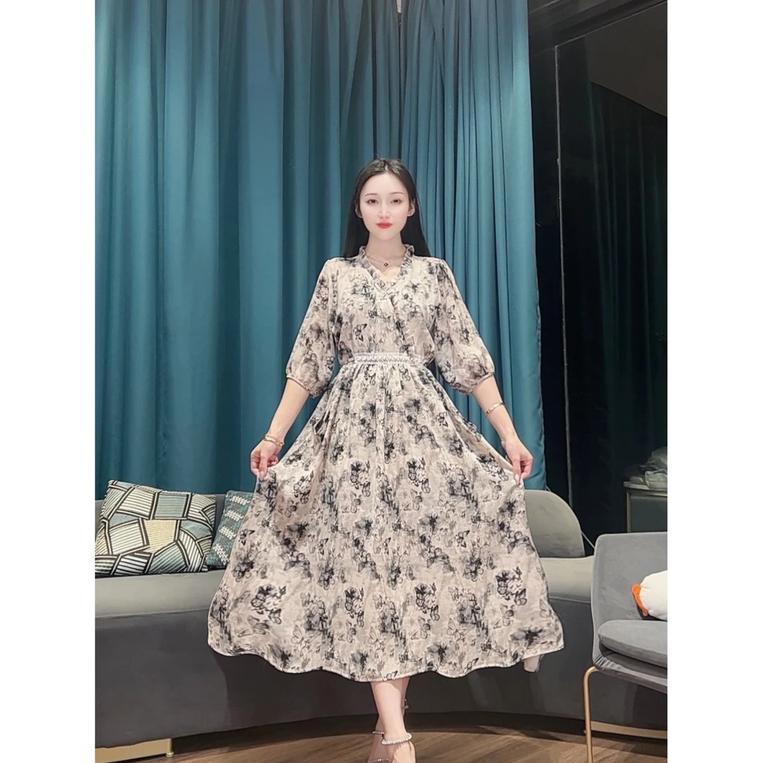 【商场高货】 霓裳羽蝶国风轻奢时尚优雅女装连衣裙6229