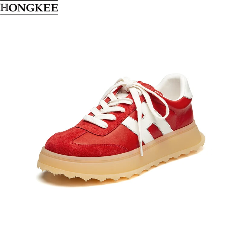 HONGKEE/红科2025秋季新款厚底德训鞋潮流休闲鞋女板鞋H815D305