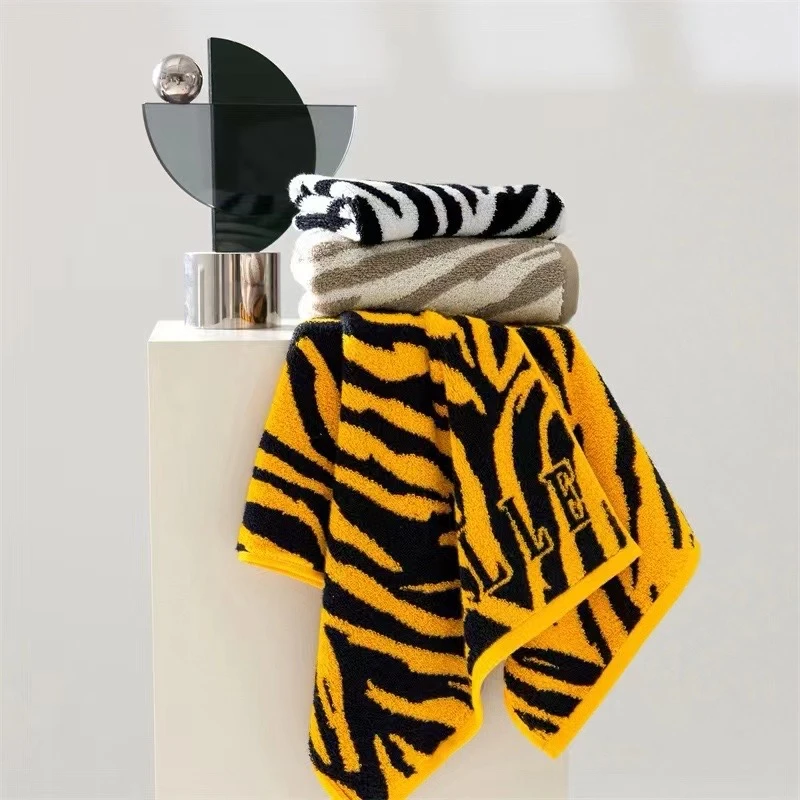 【大牌简装】阿克苏长绒棉全棉虎纹浴巾套装加厚运动毛巾面巾可机洗