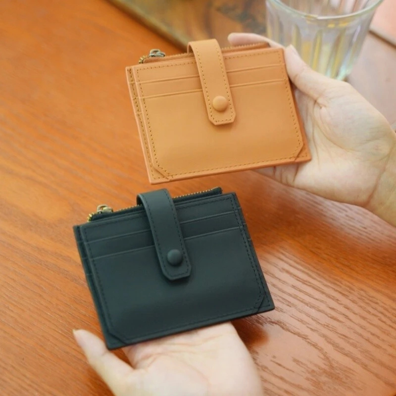 新款真皮头层牛皮多卡位小卡包超薄卡套多功能拉链零钱包QT129