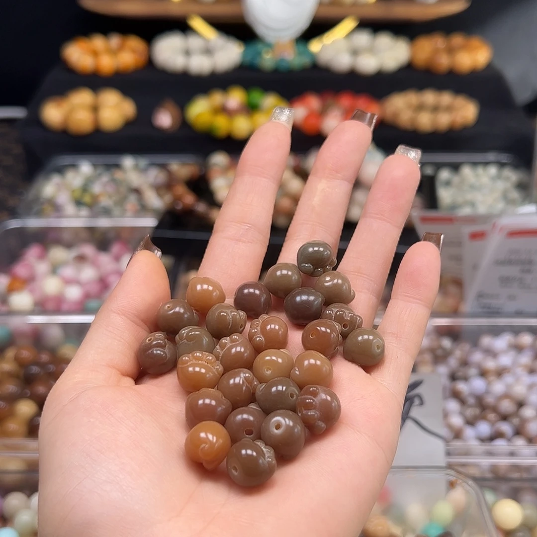 菩提根/象牙果手串微瑕12冰咖猫爪5颗
