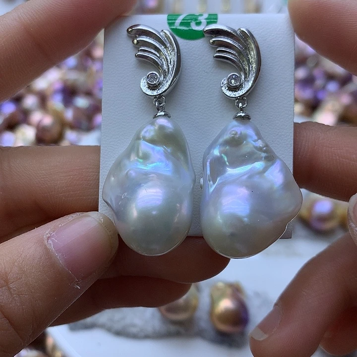 淡水珍珠耳饰银S925镶嵌