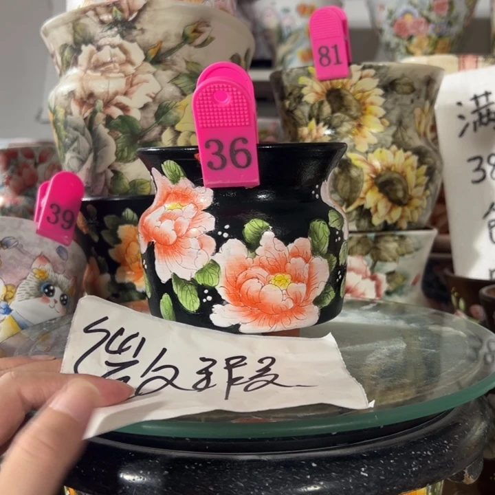 景德镇手绘花盆满38包邮偏远地区除外