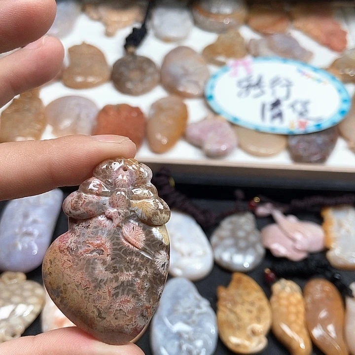 颈饰未镶嵌硅化珊瑚（珊瑚玉）