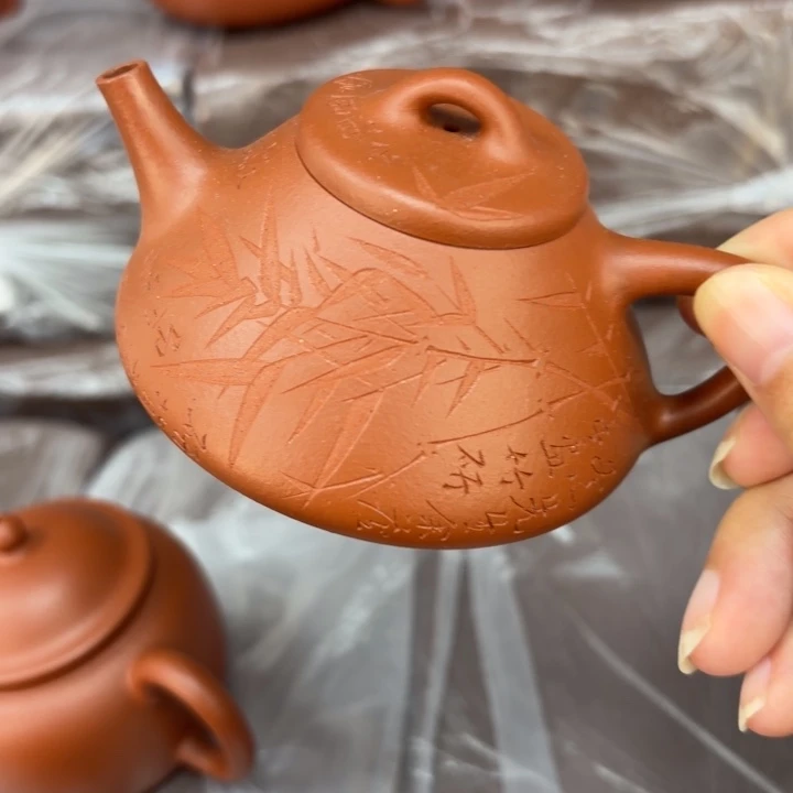 紫砂茶壶宜兴原矿朱泥120