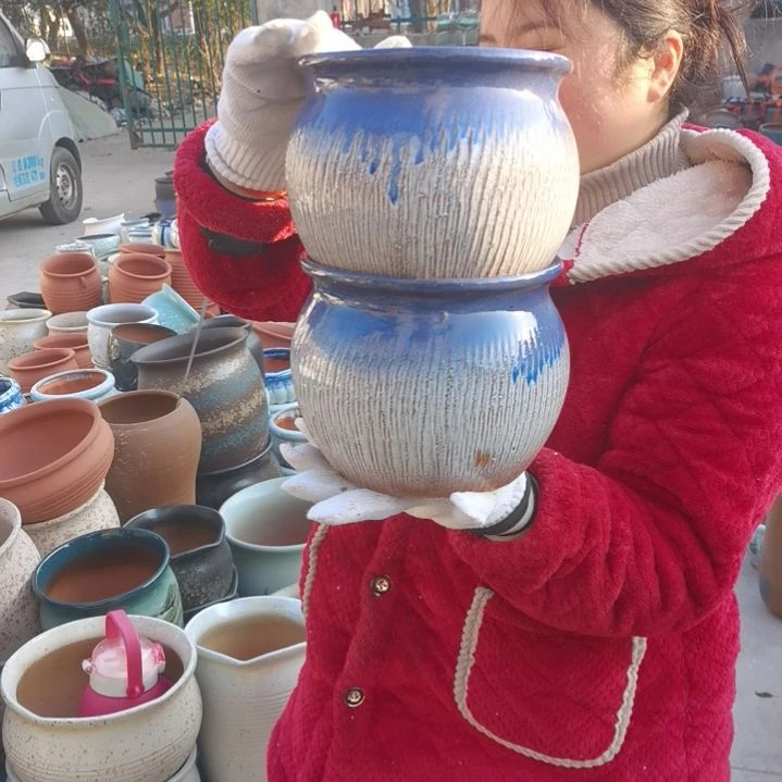 红陶口18高16瑕疵两个盆子