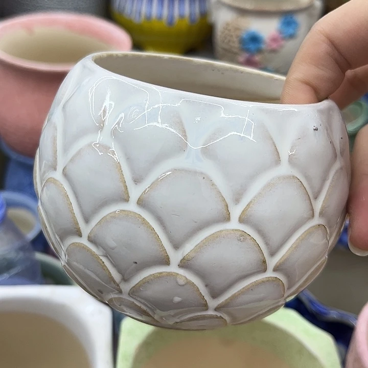 多肉绿植陶瓷花盆9.9包邮，有孔