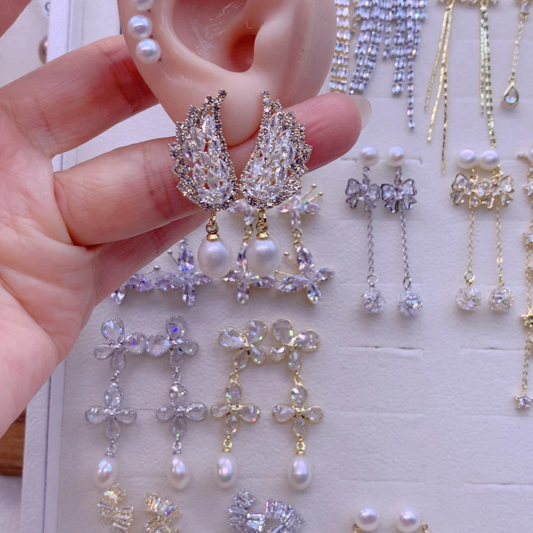 合金淡水珍珠耳饰