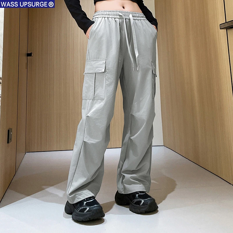 WASSUPSURGE百搭工装裤春季2025新款美式复古透气阔腿裤显瘦宽松