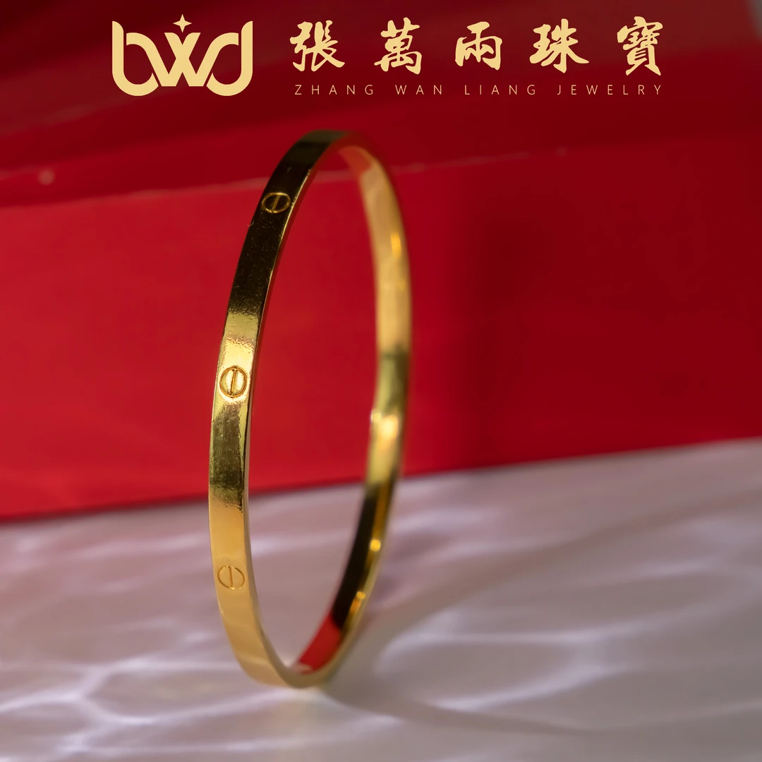 足银手镯 厚金铸银工艺窄版卡家手镯包金工艺经典简约