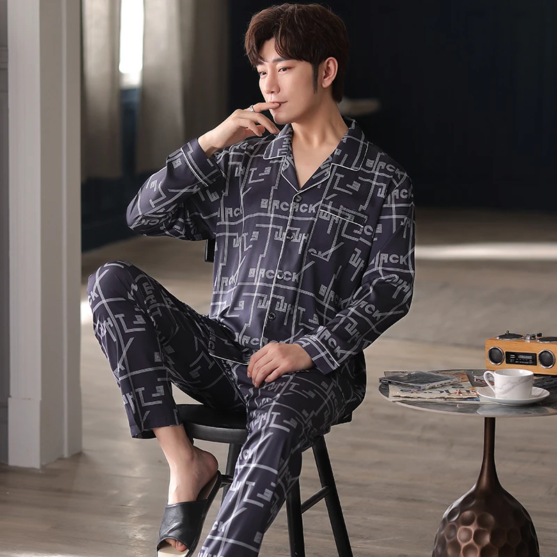 冰雪丝男士家居睡衣男款爆款2025新款高级感春秋可外出居家服套装
