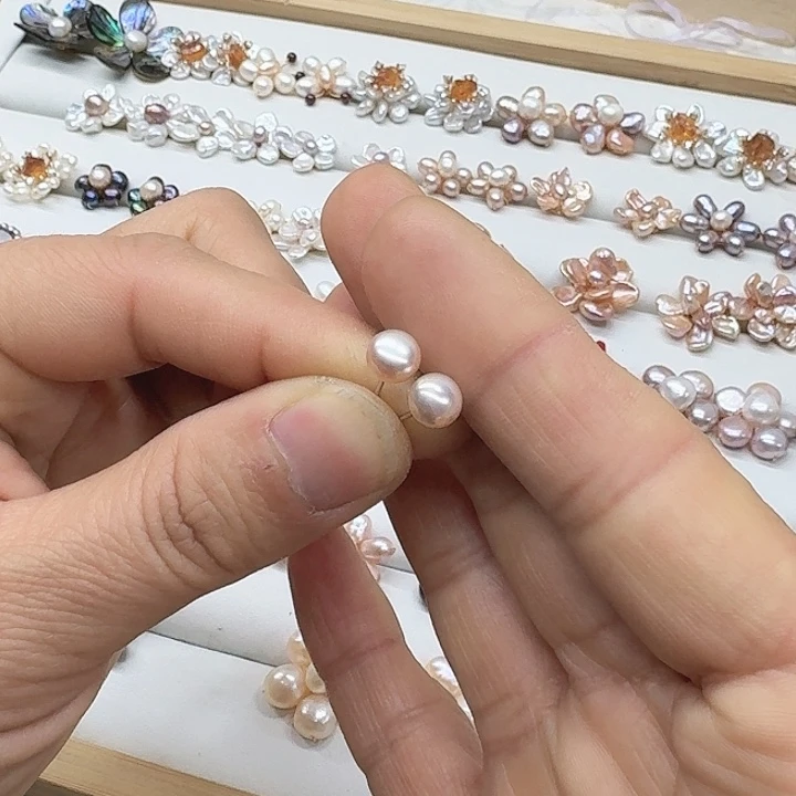 淡水珍珠发饰银S925镶嵌