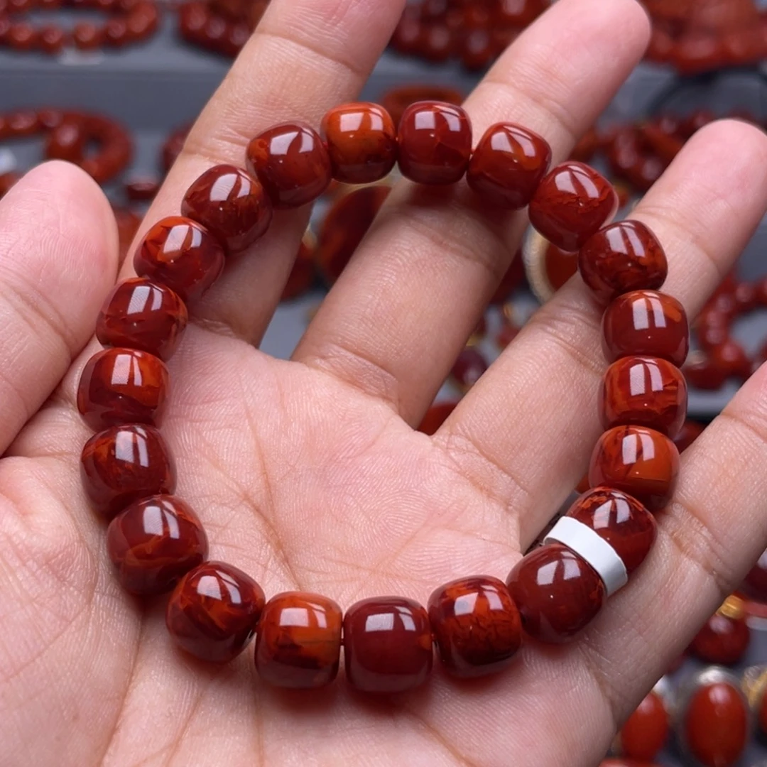 南红玛瑙未镶嵌珠宝奇石单圈10mm