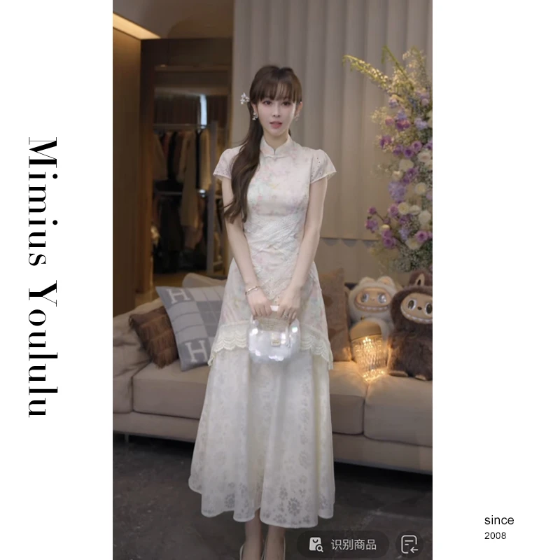 【mimius】琳琳新中式绝美镂空蕾丝拼接连衣裙 G03342