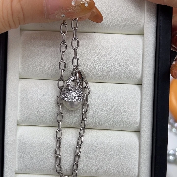 啵***酱手绳银S925镶嵌海水珍珠