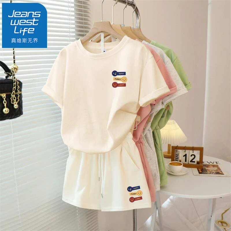 真维斯无界休闲套装女夏季穿搭一整套2025新款纯棉短裤短袖t恤两