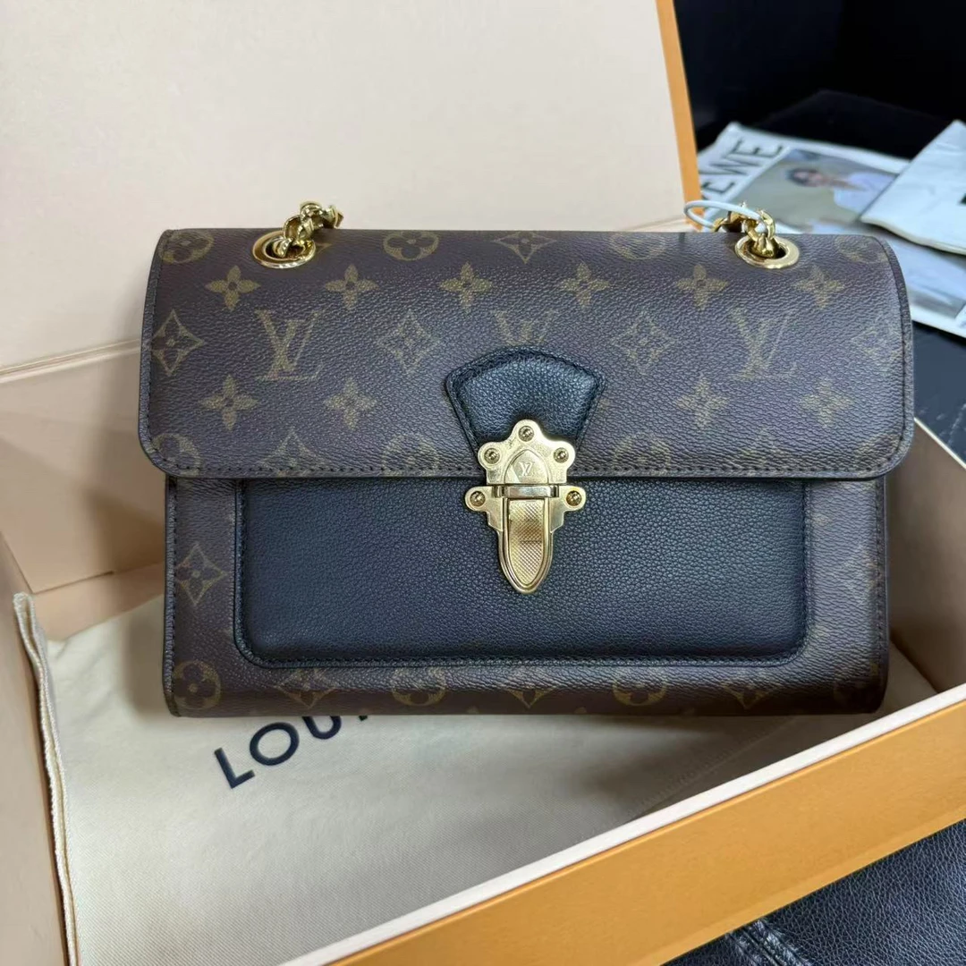 95新 LouisVuitton/路易威登 捐金沉珠/维多利亚黑色单肩