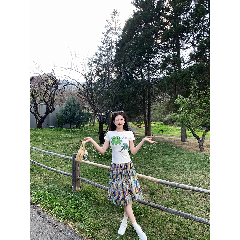 小君君布兰妮 莫奈花园/高级感彩绘油画棉布半身裙250118