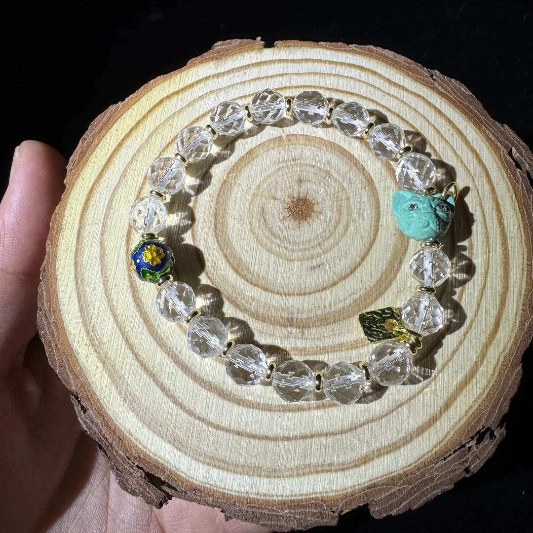 天然白水晶精工切面手串 8mm