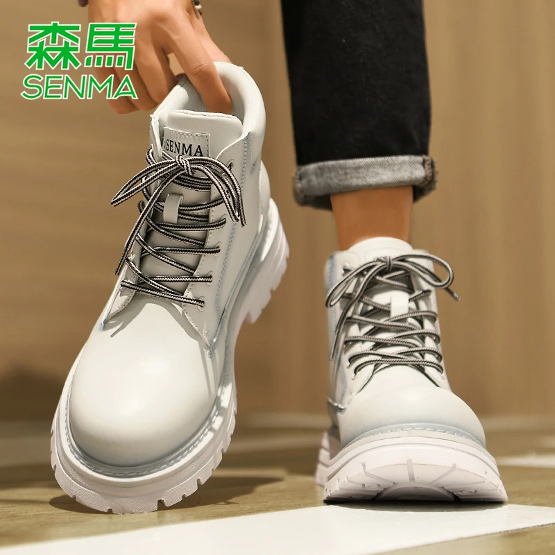 森马2025秋冬新款男鞋机车工装靴子经典时尚百搭增高马丁靴男款