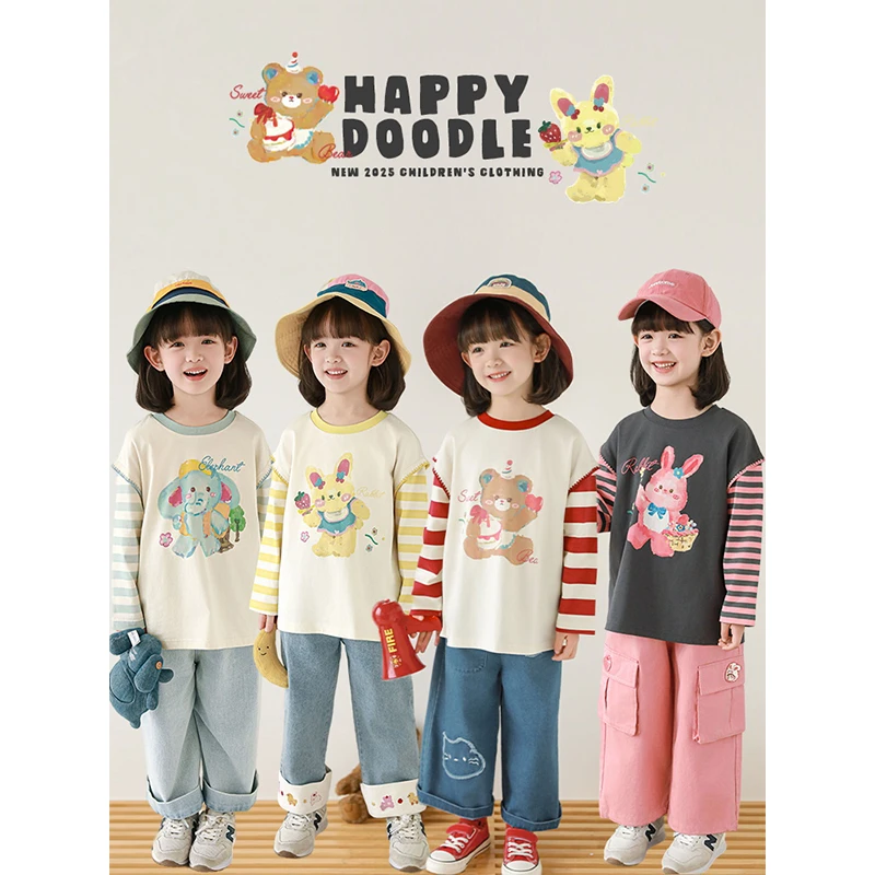 YOEHYAUL/幼悠幼悠【多彩森林】春叁波女童宝宝宽松长袖T恤 C3245