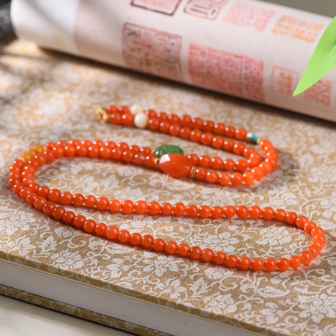 天然南红万能长链设计款—多样性发其一6mm