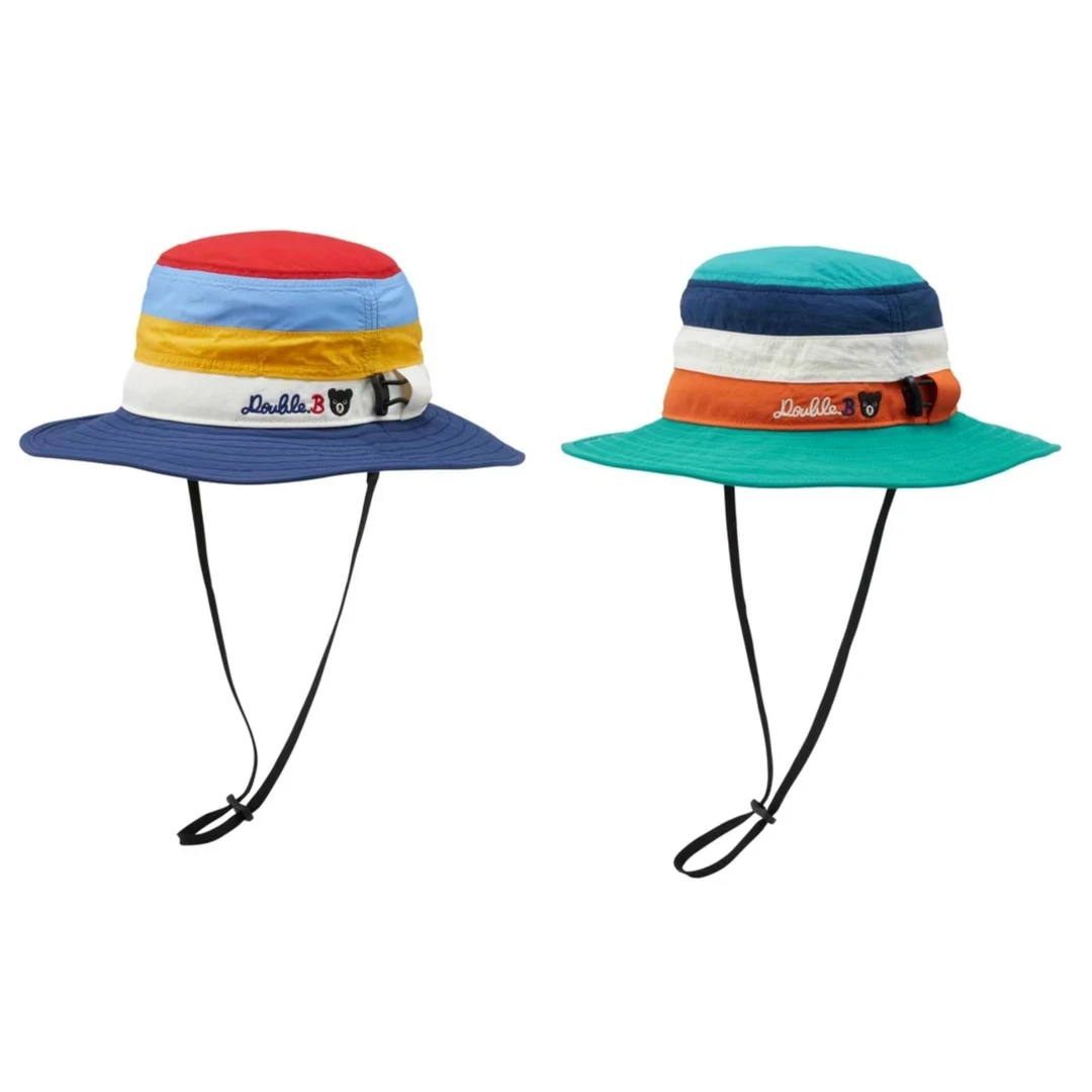 MIKIHOUSE2025新款DB小黑熊男童女童条纹拼色遮阳帽防晒帽