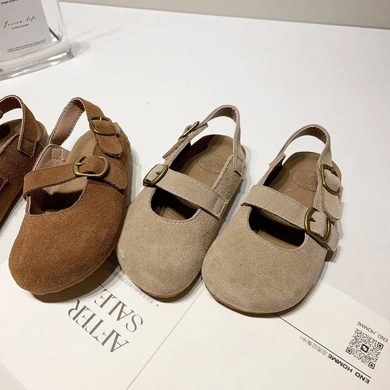 左左家韩版圆头玛丽珍新款童鞋男女小童一字带复古丑萌勃肯单鞋