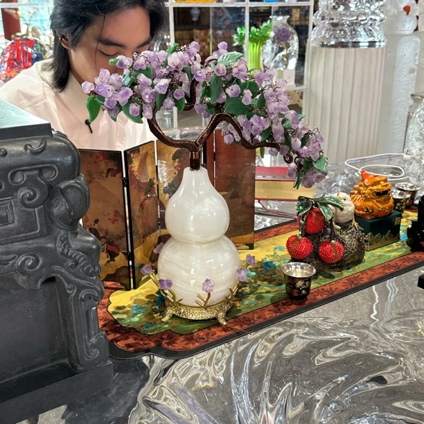 【Benny专属】SS50中式玉石福禄葫芦紫气东来办公室创意玄关摆件