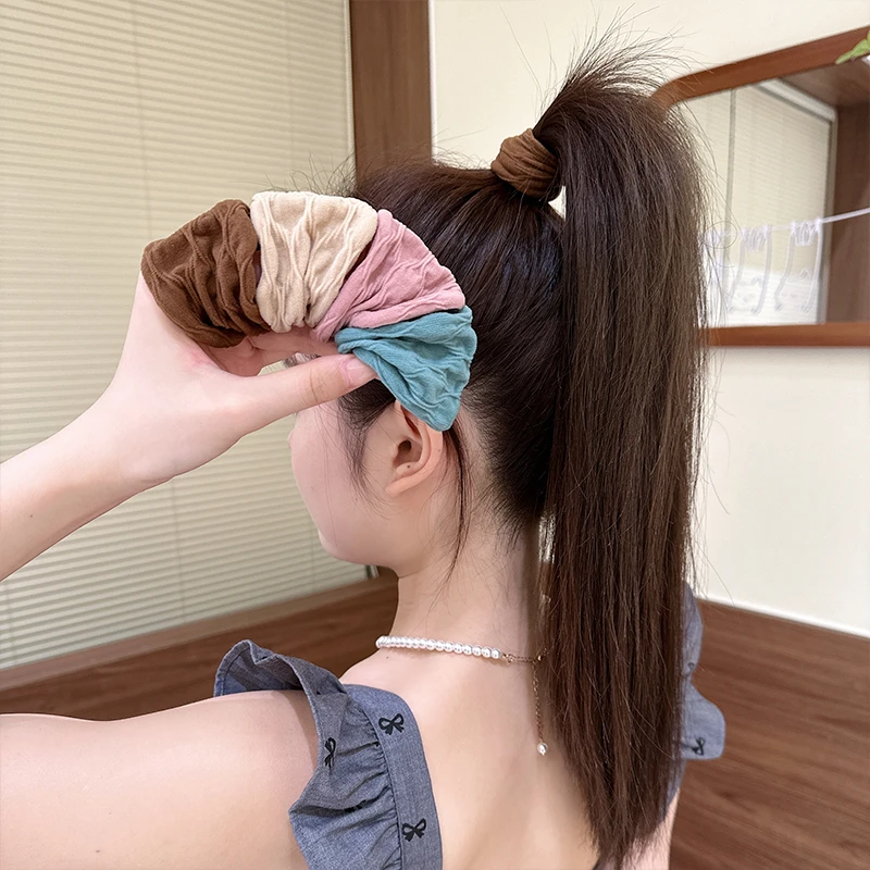 高弹力无缝橡皮筋女新款扎头发绳耐用超宽头绳百搭高马尾面膜发圈