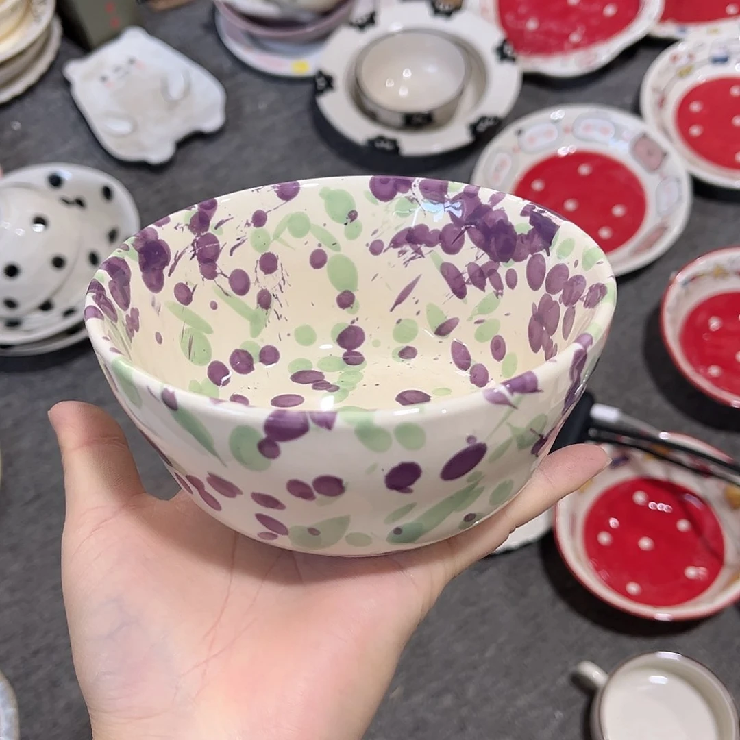 紫色泼墨陶瓷餐具5寸