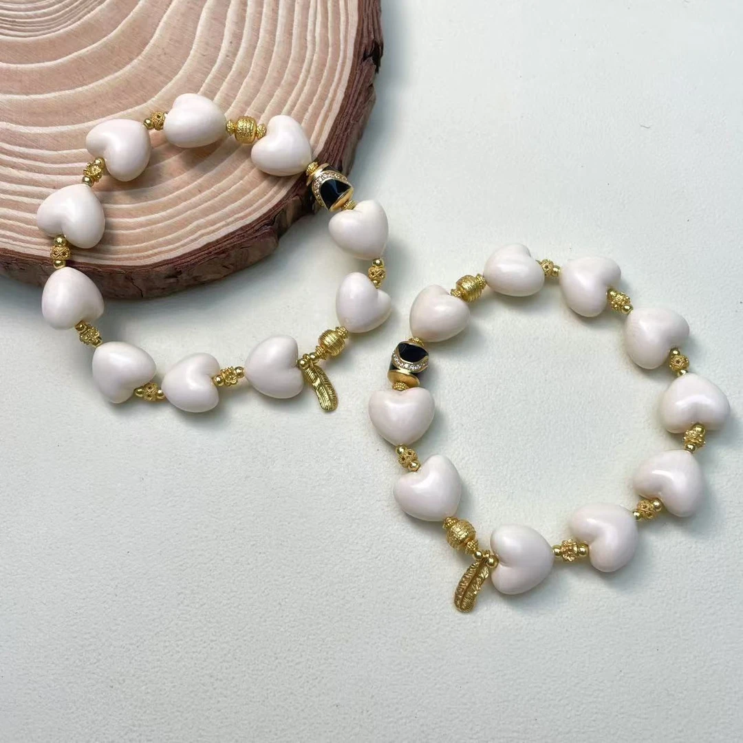 【铭记珠宝】猛犸牙桃心DIY手串3-DM177H53【多样性发一件】