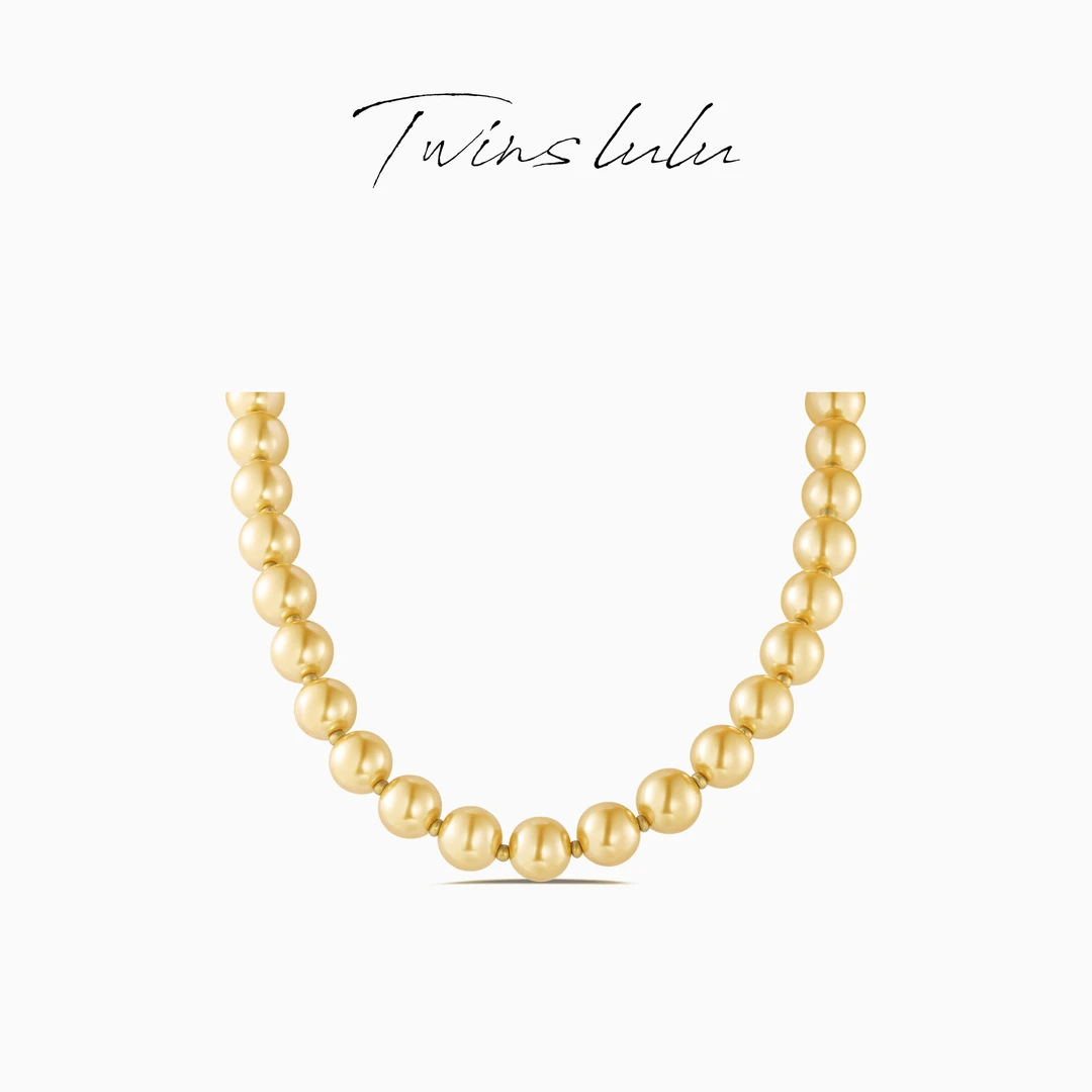 TWINS LULU 镀k金 时尚百搭银色轻奢气质金色珠珠项链TSJ9288