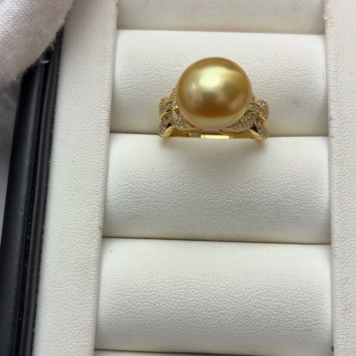 戒指海水珍珠银S925镶嵌