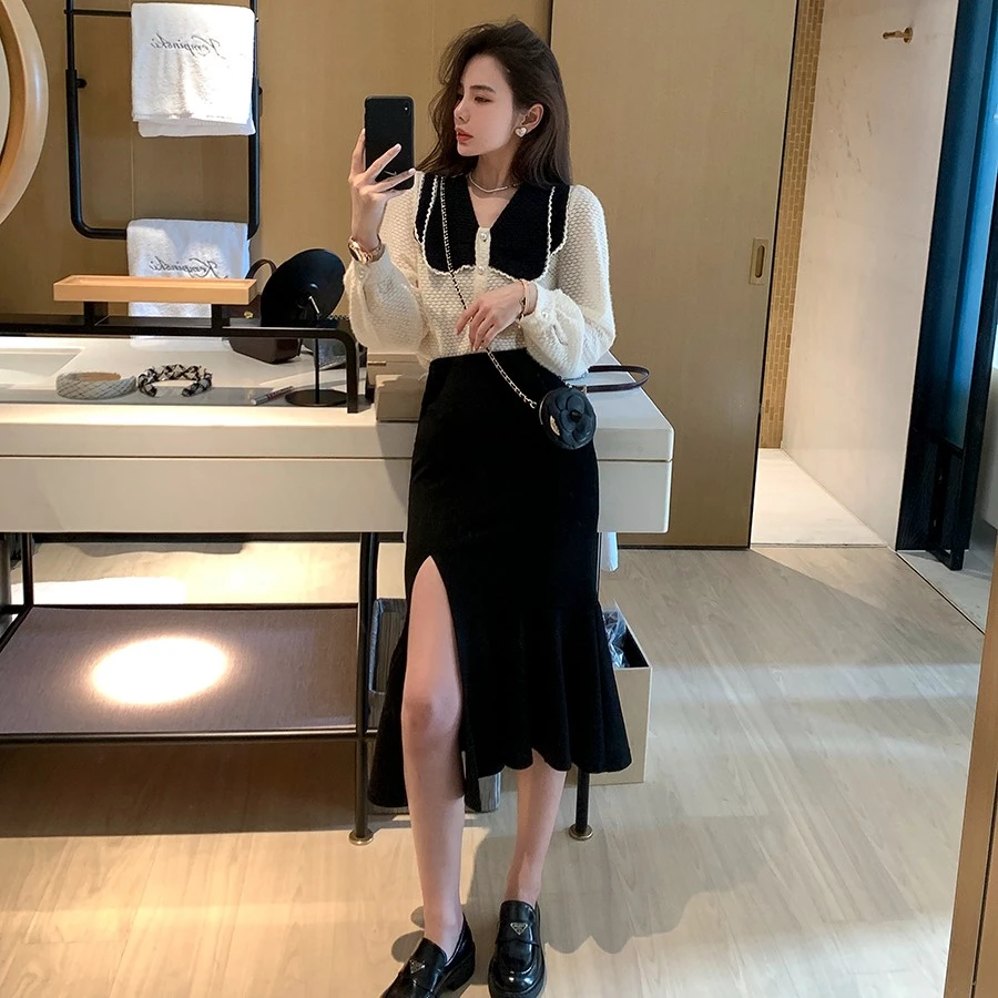 【清仓特惠】邱肉瑶「鱼尾心事」显瘦气质名媛设计感高腰开叉鱼尾裙时