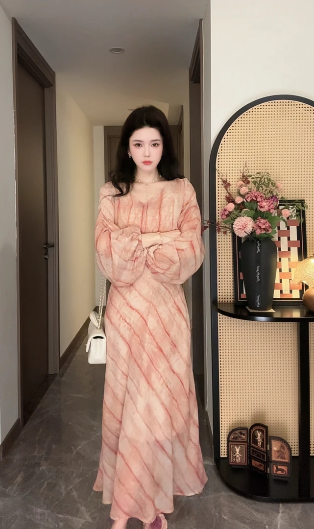 常规袖圆领高腰套头通勤连衣裙韩版秋冬宽松中长款