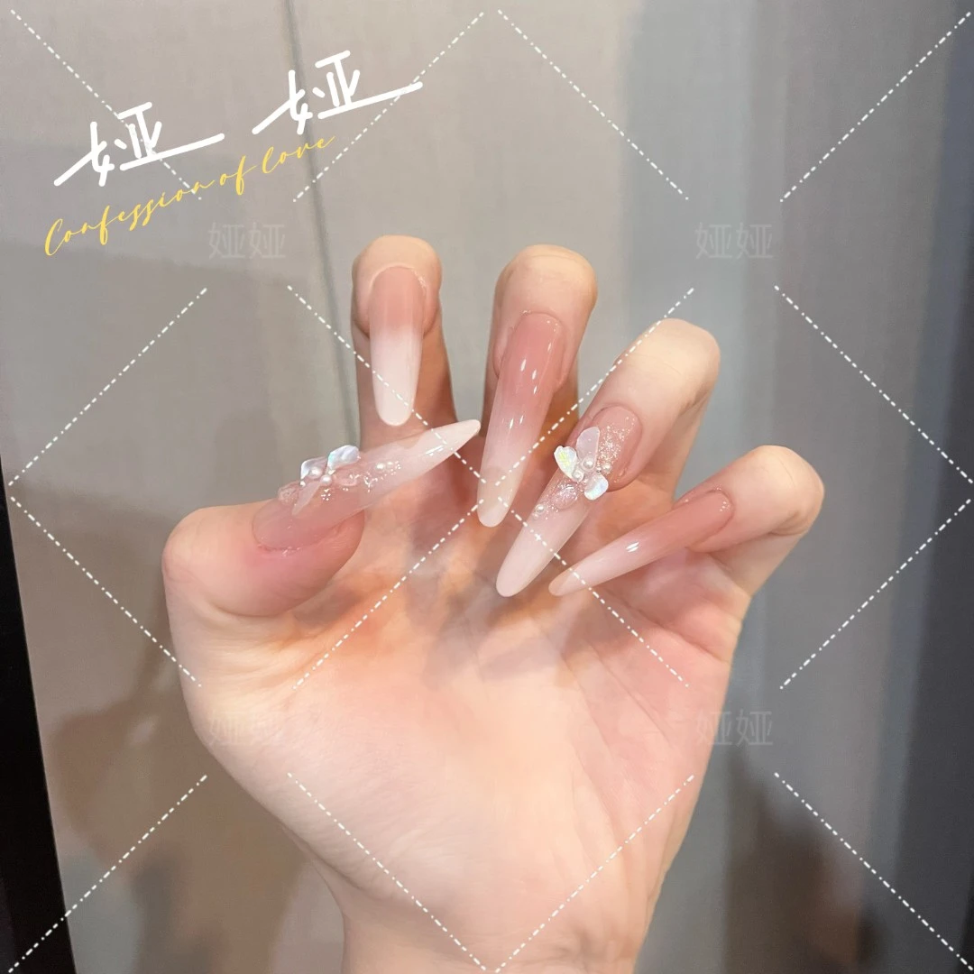 【乳白冰花】秋冬爆款 纯手工猫眼穿戴甲10片装