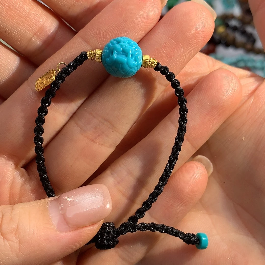 绿松石18K金镶嵌手绳松石手绳