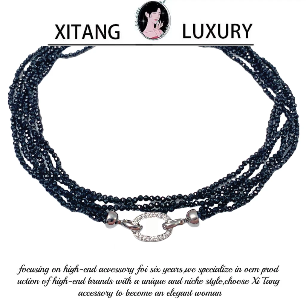 《橄榄项链》黑色小众欧美手工气质时尚项链8548