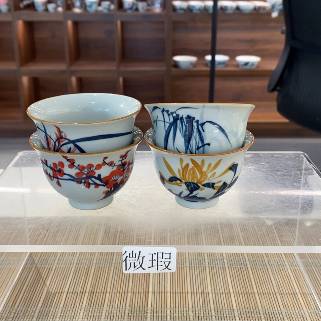 釉下彩老陶泥手工绘制