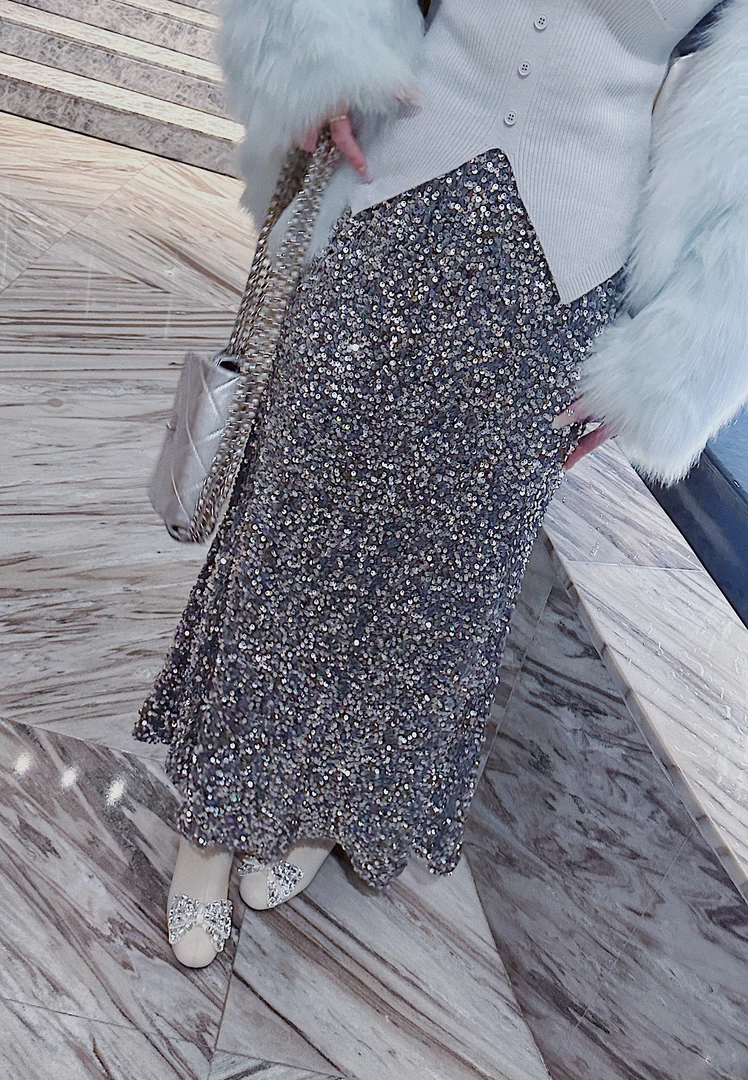 【人鱼姬】重工亮片加绒鱼尾半裙XS40686