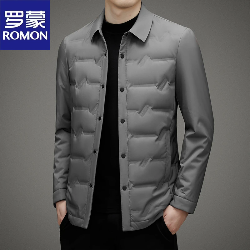 Romon/罗蒙轻薄短款羽绒服男加厚保暖休闲夹克男士秋冬季新款外套