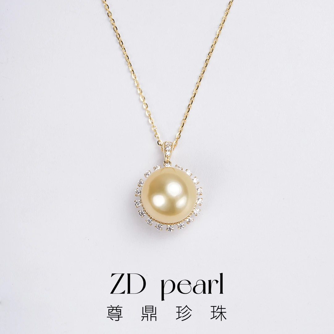 尊鼎珍珠-14K金海水珍珠金珠吊坠（含18k金链） 12-13mm RS