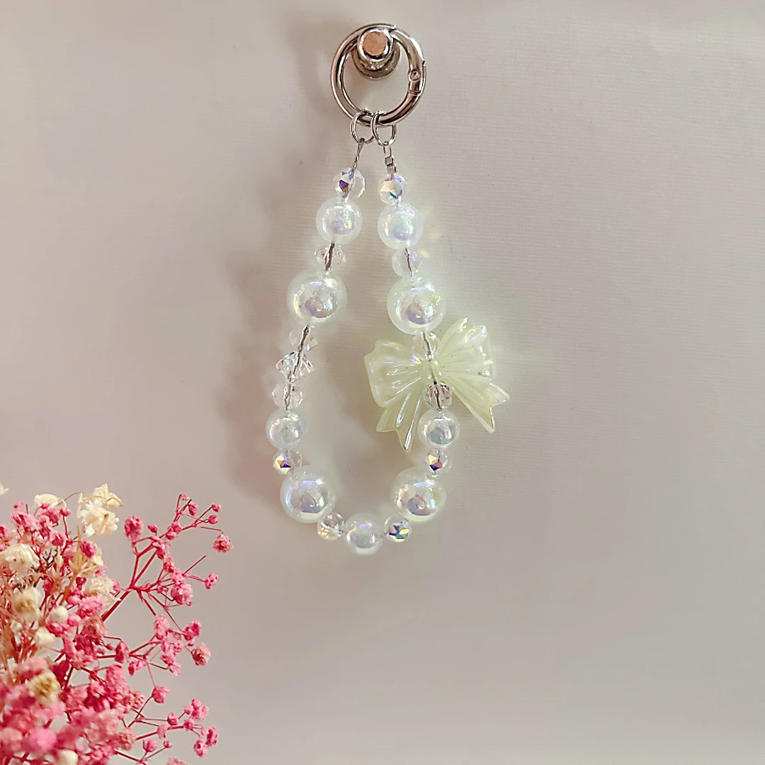 271钢片春天绿夜光手机链女款手工短款防丢创意