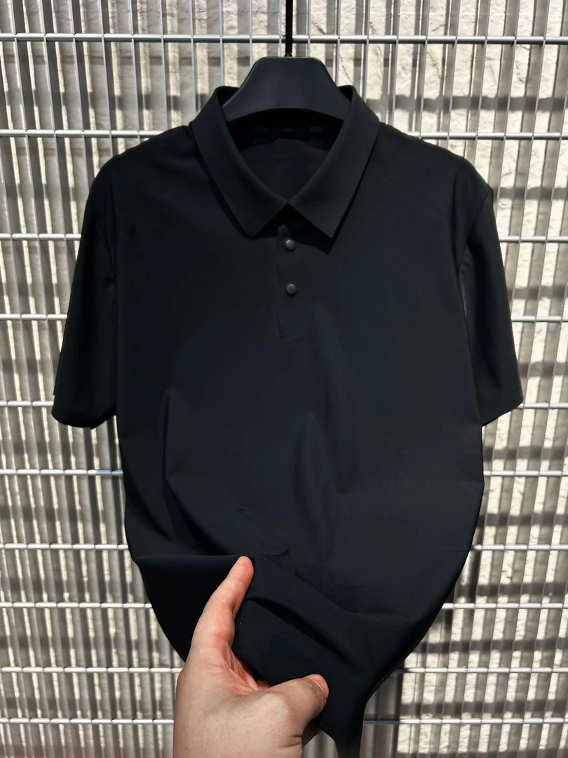 2025新款夏季黑色男士商务休闲运动速干半袖透气polo衫