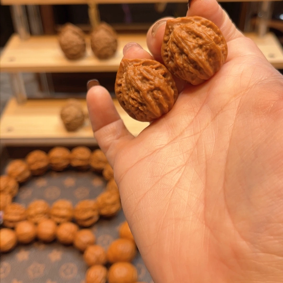 桃核把件水波纹京八棱