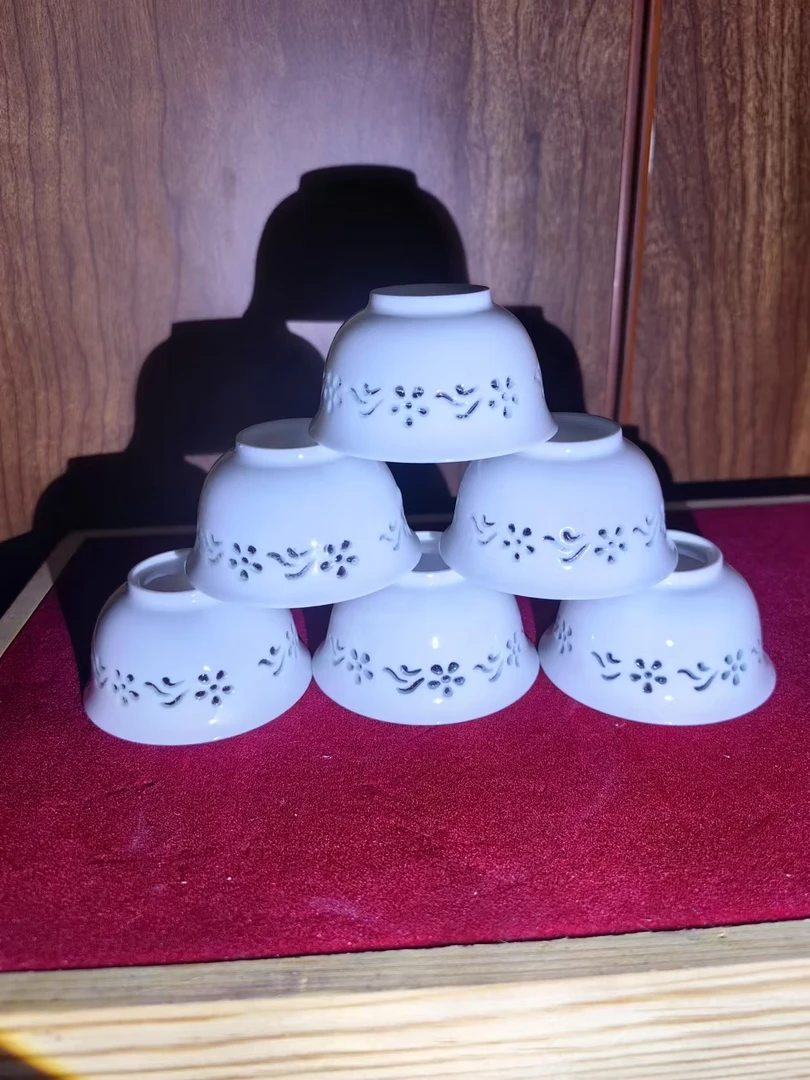 E9景德镇制陶瓷玲珑杯子6件