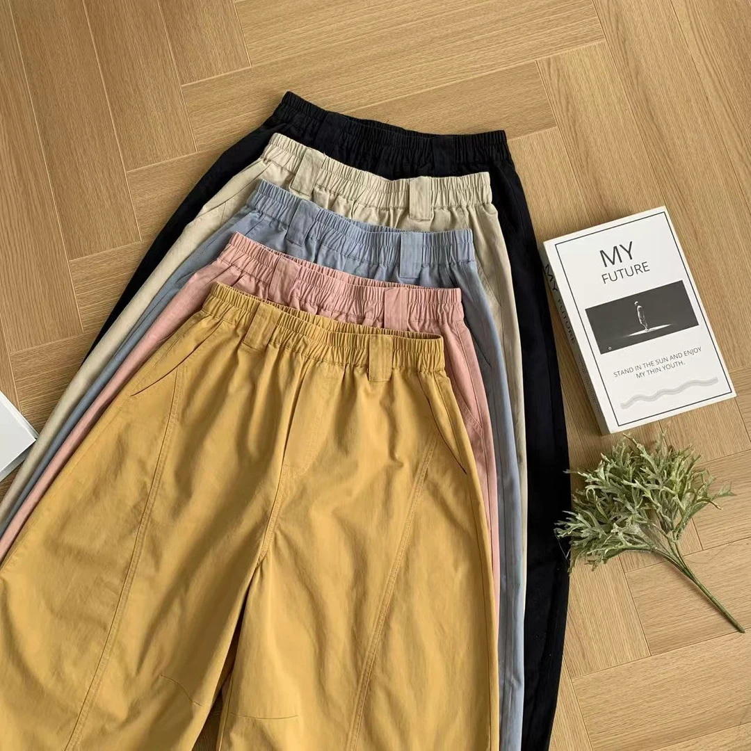 素心轻奢 2025春夏高腰显瘦镰刀裤宽松直筒休闲百搭裤13085