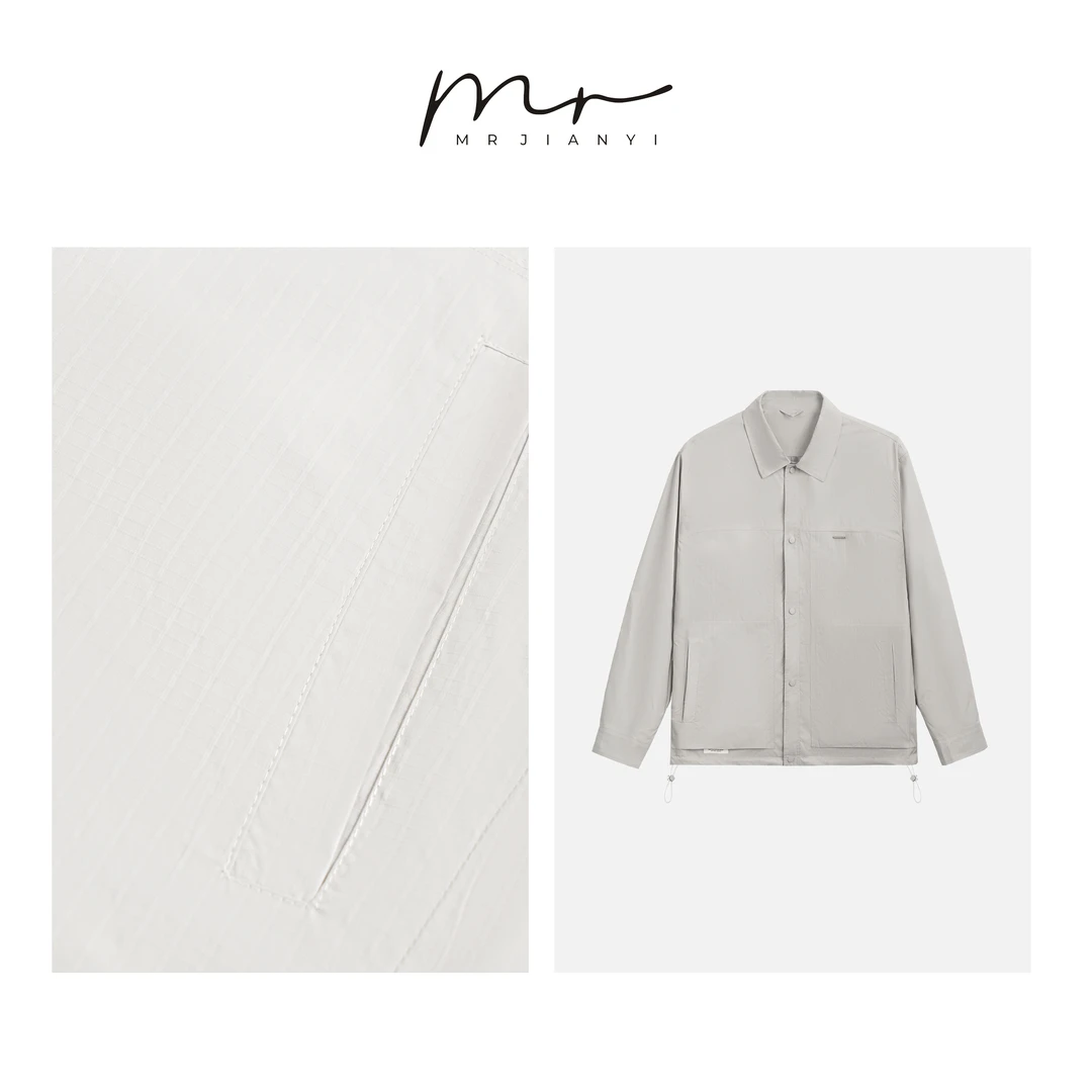 MRJIANYI春季帅气简约抗皱翻领风衣夹克高端行政休闲轻薄款外套男
