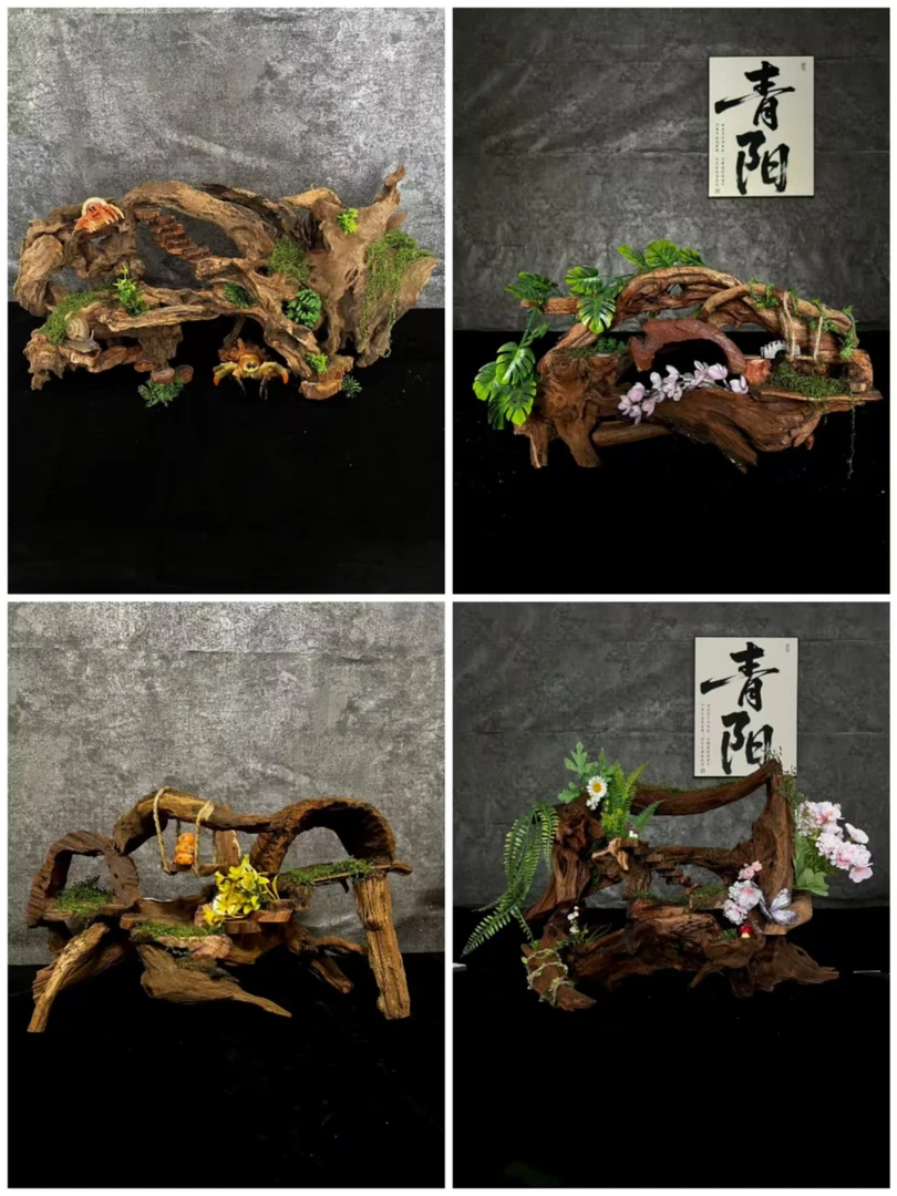 【青阳沉木】云南紫柚木沉木鱼缸造景沉木乌龟爬台寄居蟹躲避